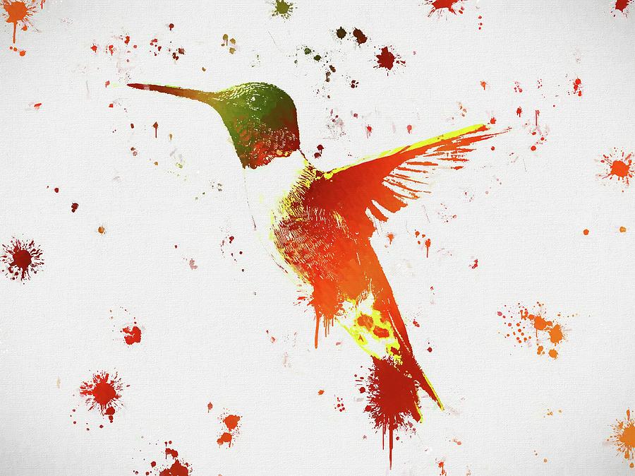 Colorful Hummingbird Paint Splatter Painting by Dan Sproul