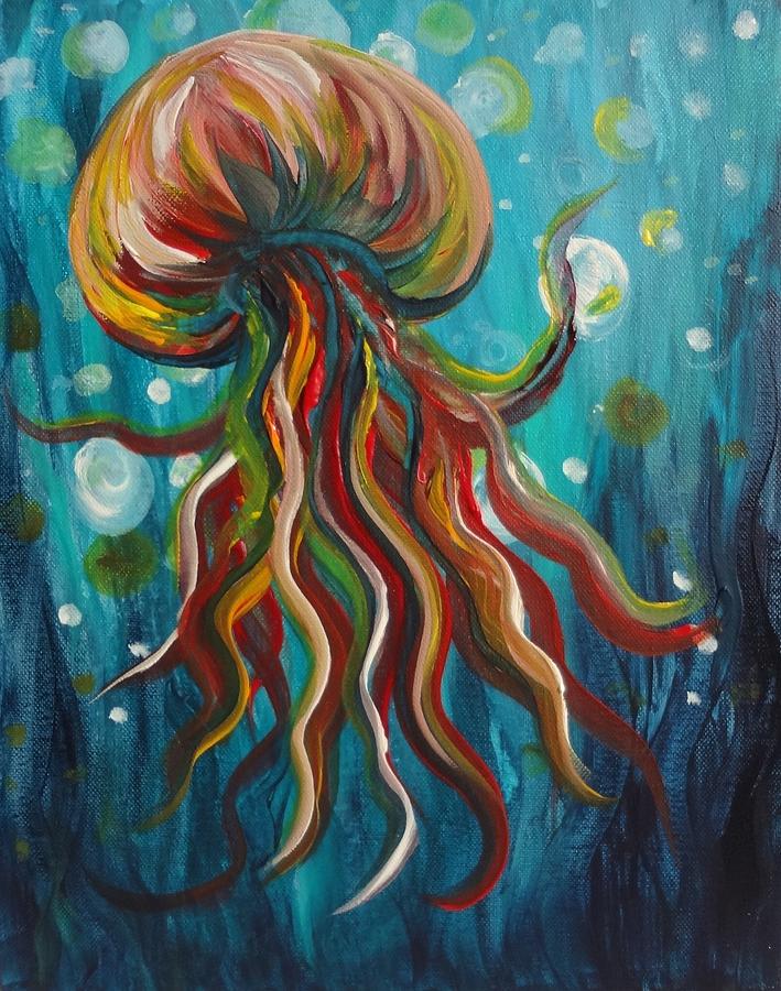 Colorful Jellyfish Painting by Michelle Pier
