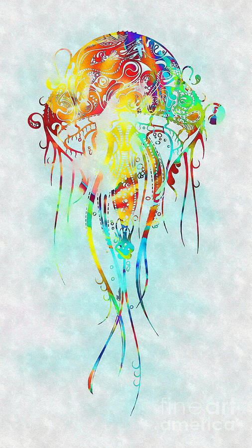 Colorful Jellyfish Mixed Media by Olga Hamilton