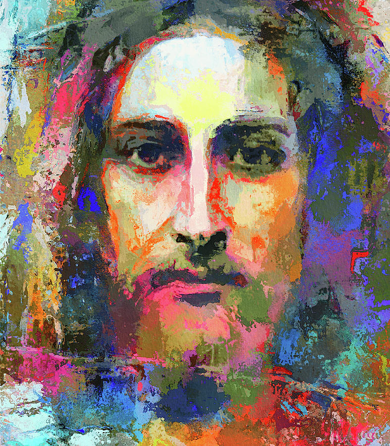 Colorful Jesus Digital Art by Yury Malkov - Pixels