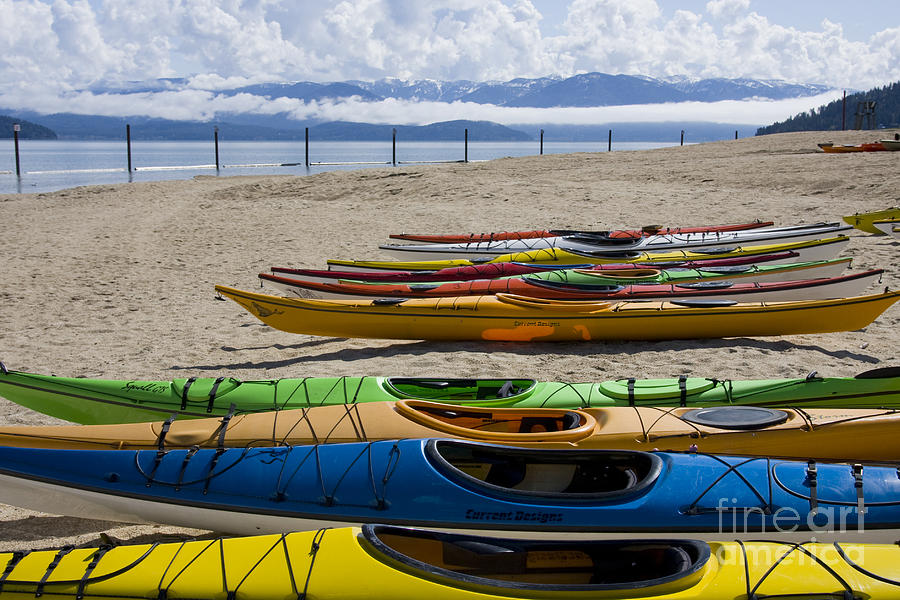 Boat Photograph - Colorful Kayaks by Idaho Scenic Images Linda Lantzy