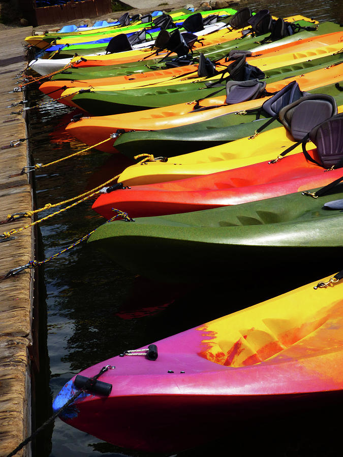 Boat Photograph - Colorful Kayaks by Marcia Socolik