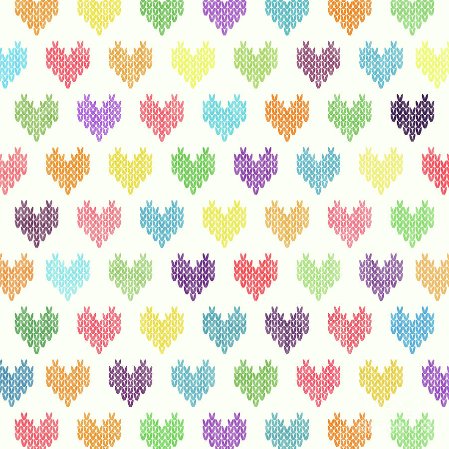 Colorful Knitted Hearts Digital Art by Amir Faysal
