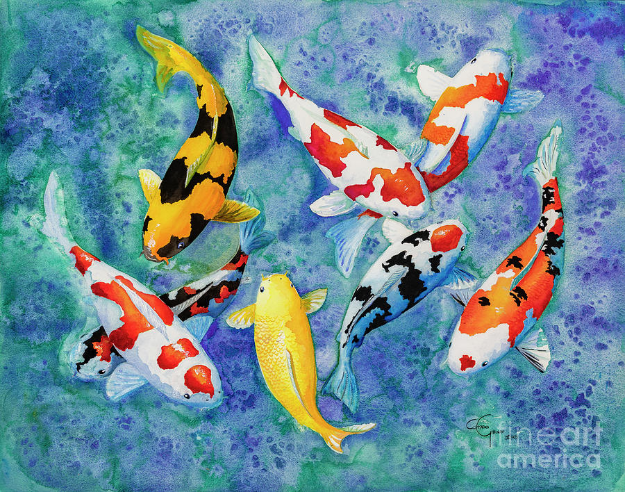 Colorful Koi Painting by Corrado Ghioldi - Fine Art America