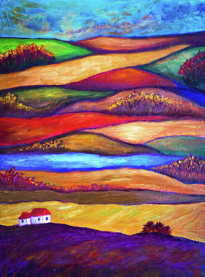 Colorful landscape Painting by Lilia S
