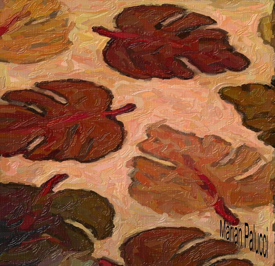 Colorful Leaves Painting by Marian Lonzetta