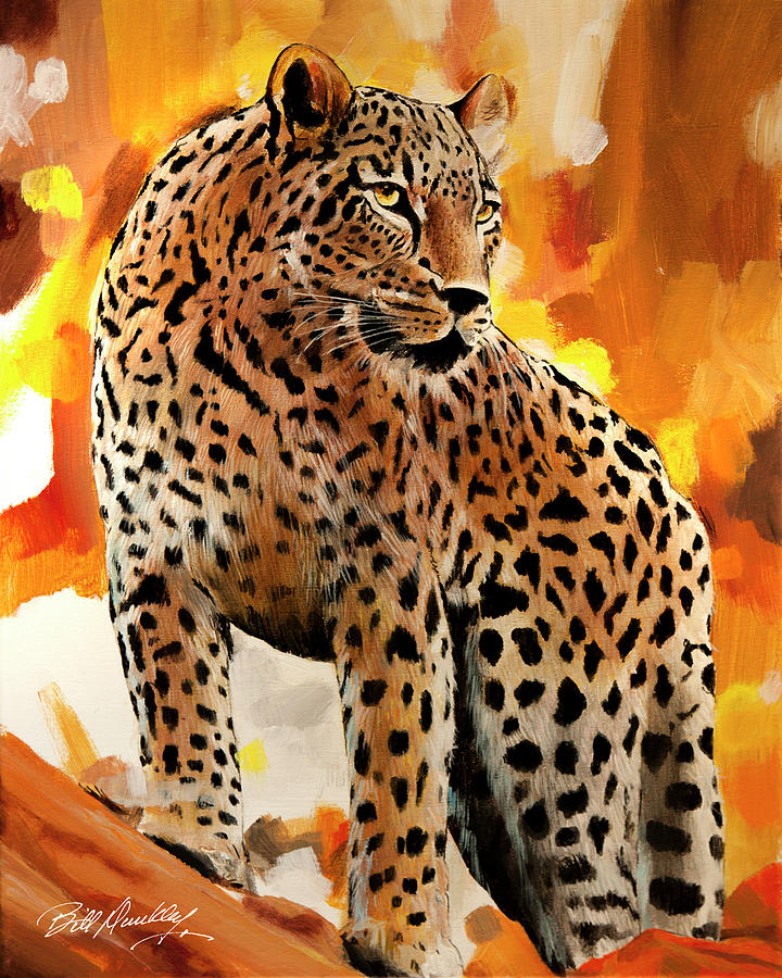 Colorful Leopard Painting by Bill Dunkley