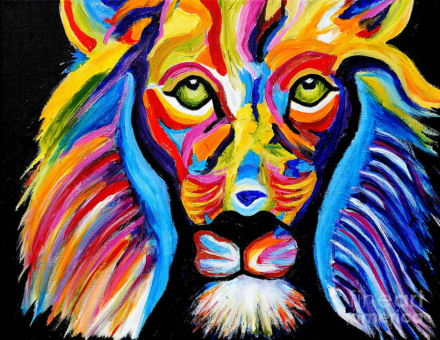 Colorful Lion Painting by Art by Danielle