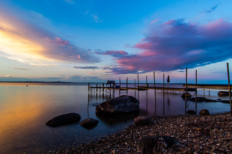 Colorful Maine Sunset - Sebago Lake Photograph by Tim Kirchoff