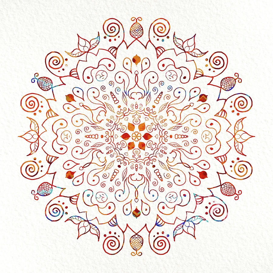 Colorful Mandala on Watercolor Paper Digital Art by Patricia Lintner