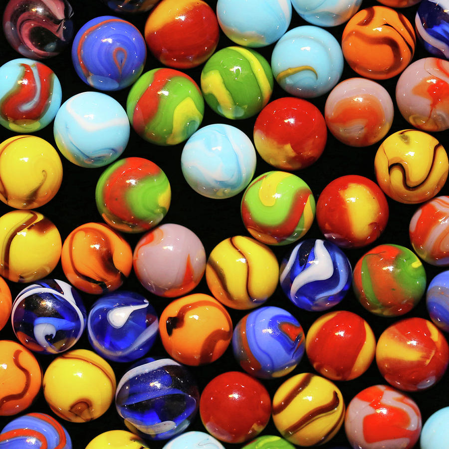 Colorful Marbles 2 Square 071518 Photograph by Mary Bedy