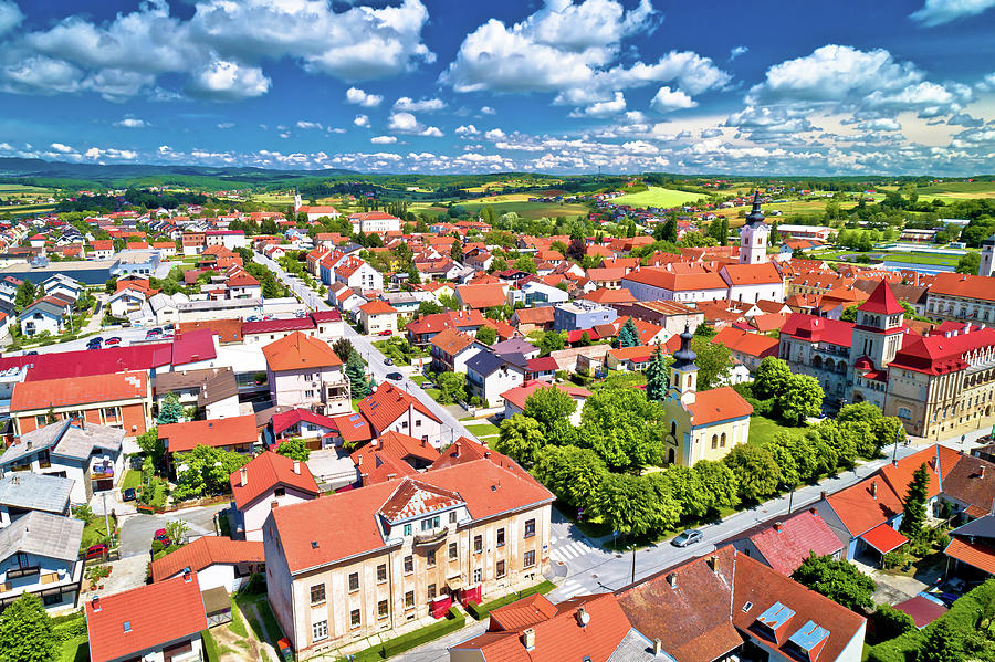 Colorful medieval town of Krizevci aerial view Photograph by Brch Photography