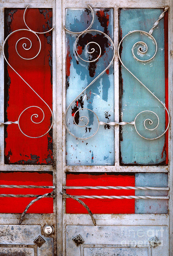 Colorful Mexico Abstract Photography Red White And Blue Door