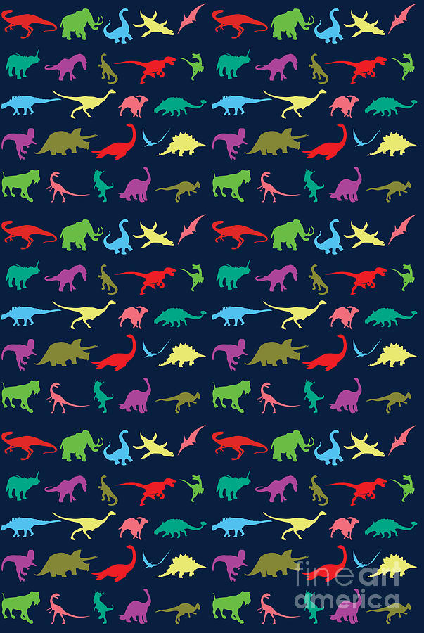 Prehistoric Digital Art - Colorful Mini Dinosaur by Naviblue