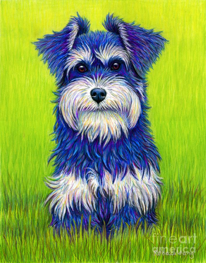 Colorful Miniature Schnauzer Dog by Rebecca Wang Colorful Miniature Schnauzer Dog by Rebecca Wang