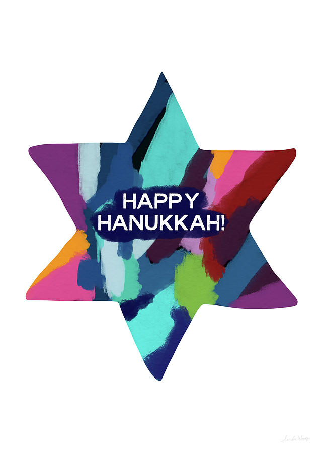 Colorful Modern Hanukkah- Art by Linda Woods Mixed Media by Linda Woods