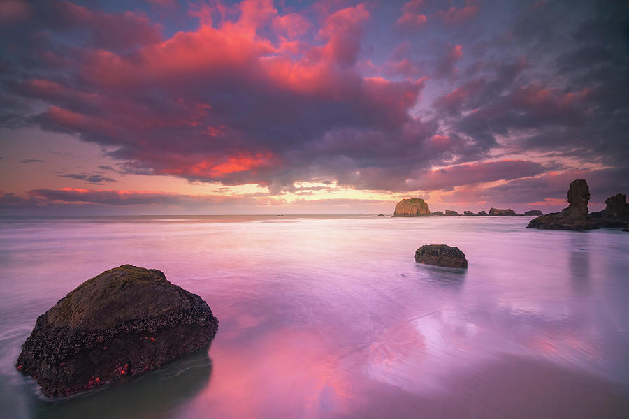 Colorful Morning Clouds At Beach Photograph by William Lee