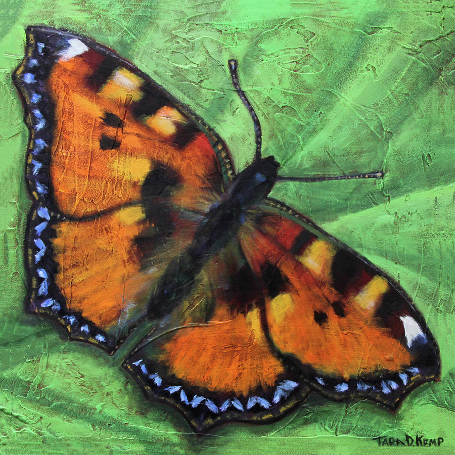 Tortoiseshell Butterfly Painting by Tara D Kemp