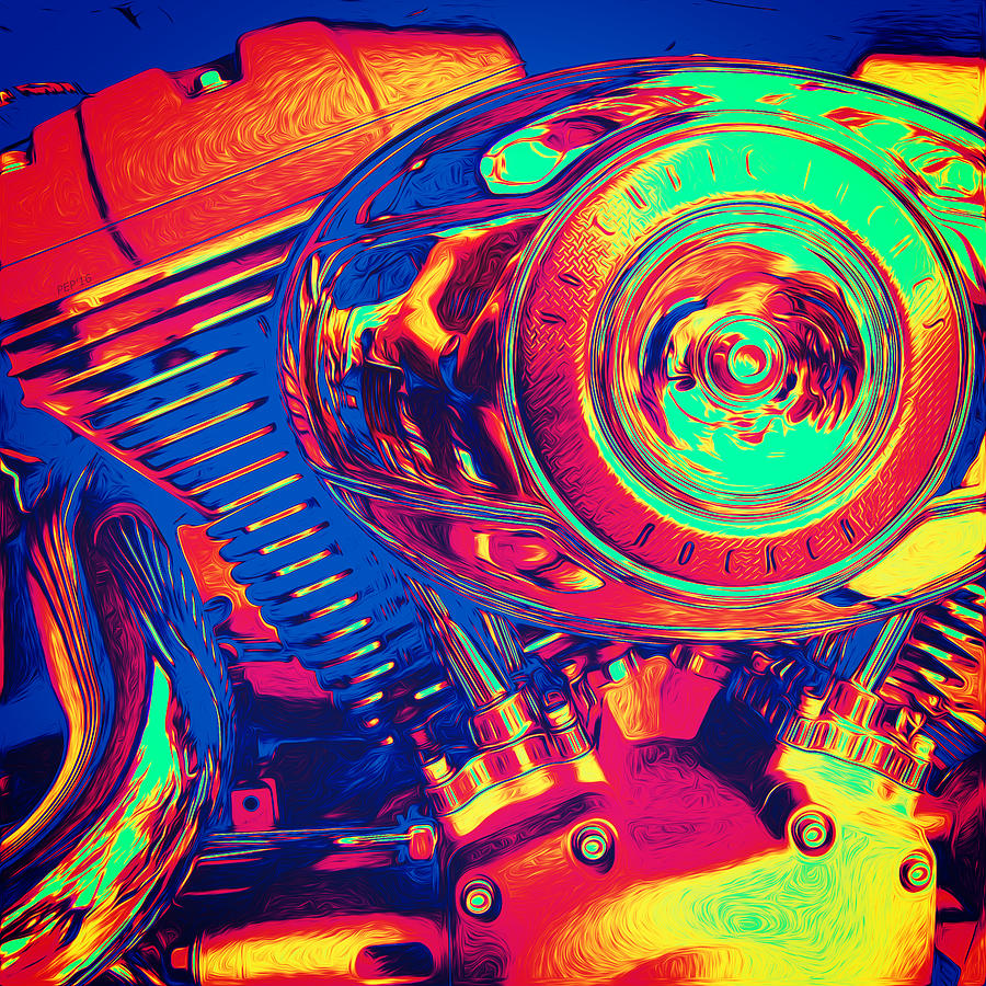 Colorful Motorcycle Engine Photograph by Phil Perkins