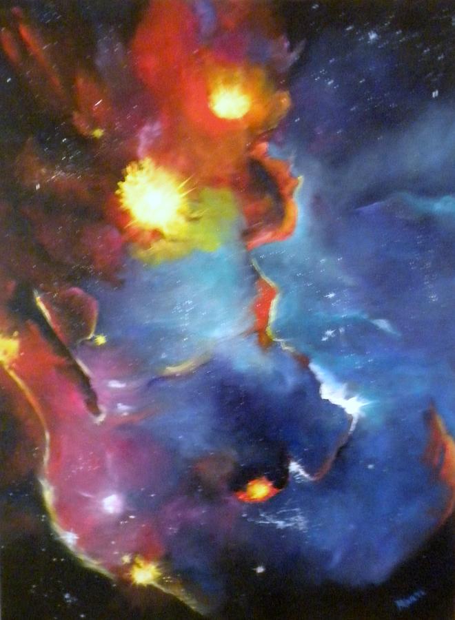 Colorful Nebula Painting by Marti Idlet