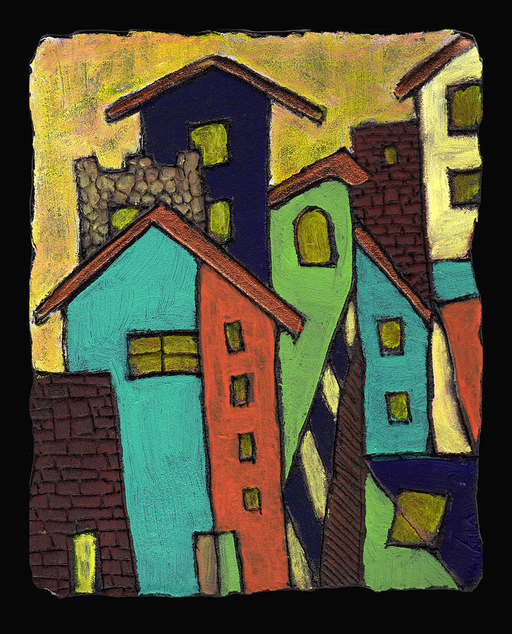 Colorful Neighborhood Painting by Wayne Potrafka