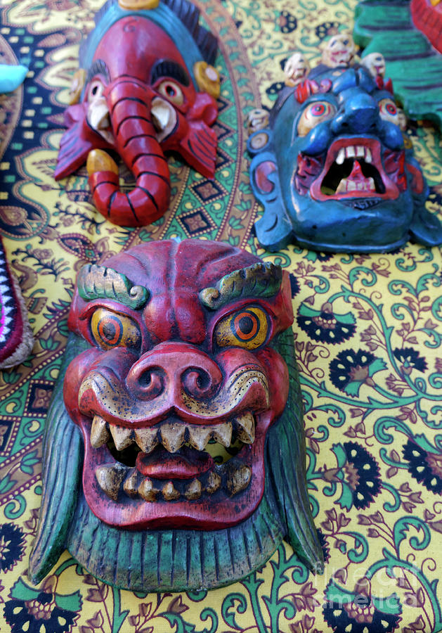 Colorful Nepalese Masks Photograph by John  Mitchell