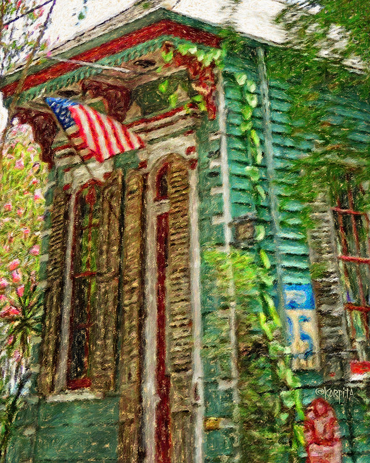 Colorful New Orleans Shotgun House American Flag Photograph by Rebecca Korpita