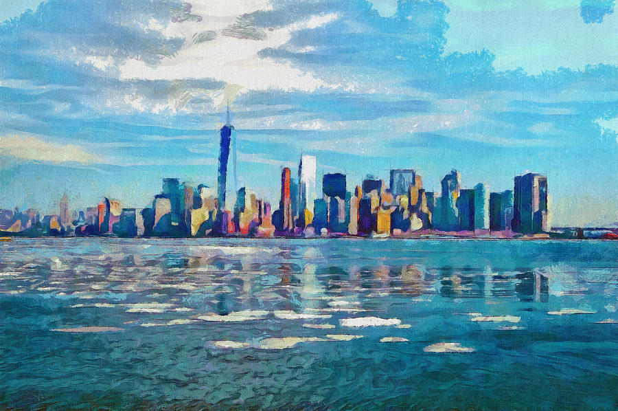 new york skyline painting wallpaper