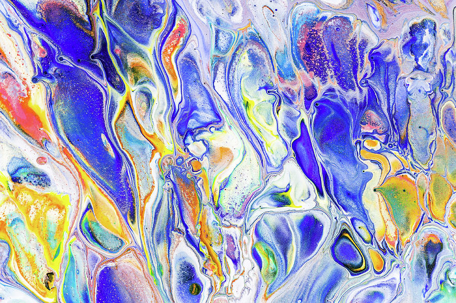 Colorful Night Dreams 8. Abstract Fluid Acrylic Painting Painting by Jenny Rainbow