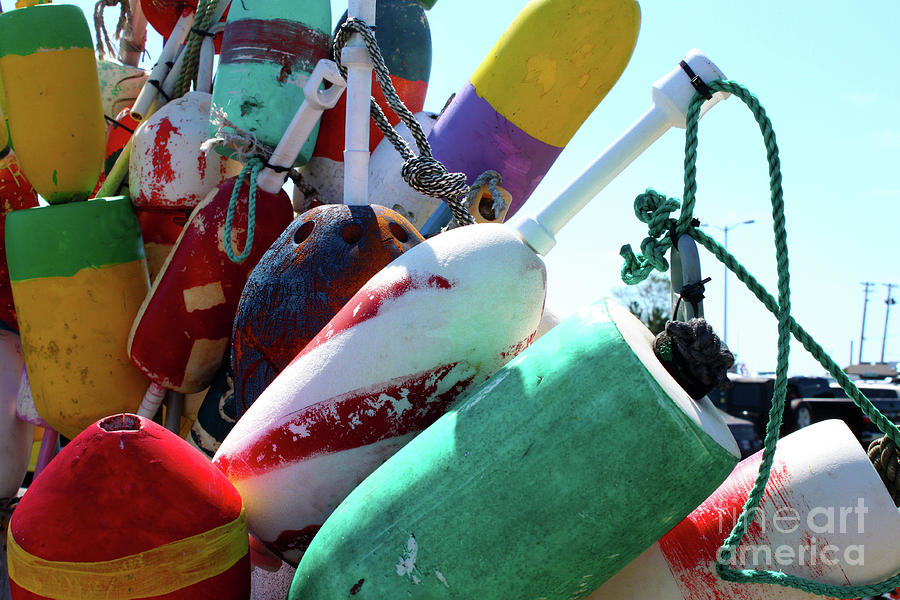 Colorful old buoys in Provincetown Cape Cod Photograph by Susan Vineyard