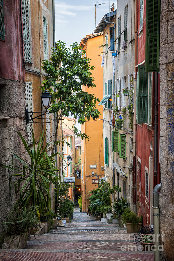 Colorful old street in Villefranche-sur-Mer 1 Photograph by Elena Elisseeva