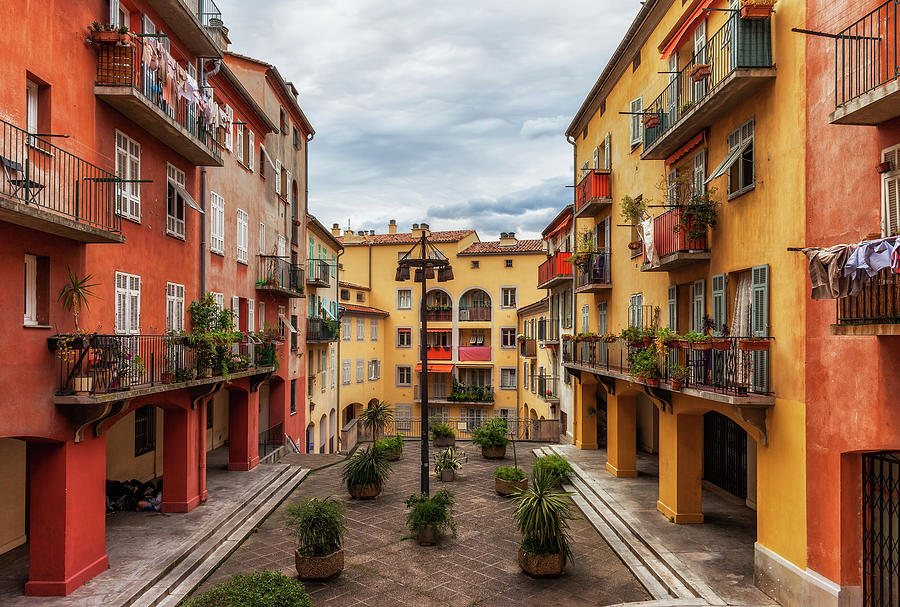 Colorful Old Town Houses in Nice City in France Photograph by Artur Bogacki