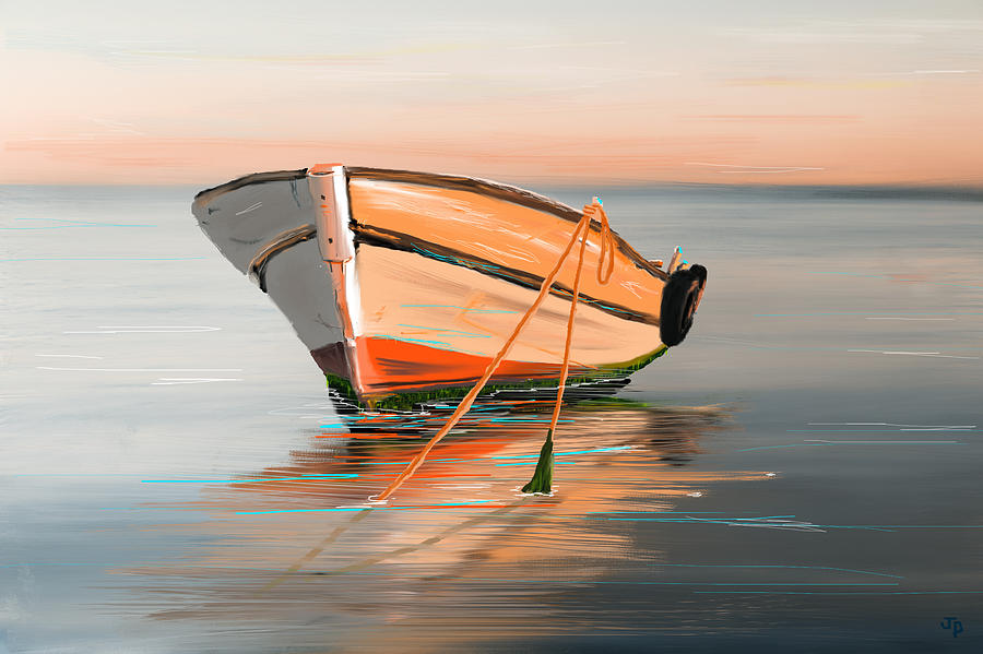 Colorful Old Wooden Fishing Boat Part 01 - Peaceful Painting 100 X 67  inches by Jean-Pierre Prieur