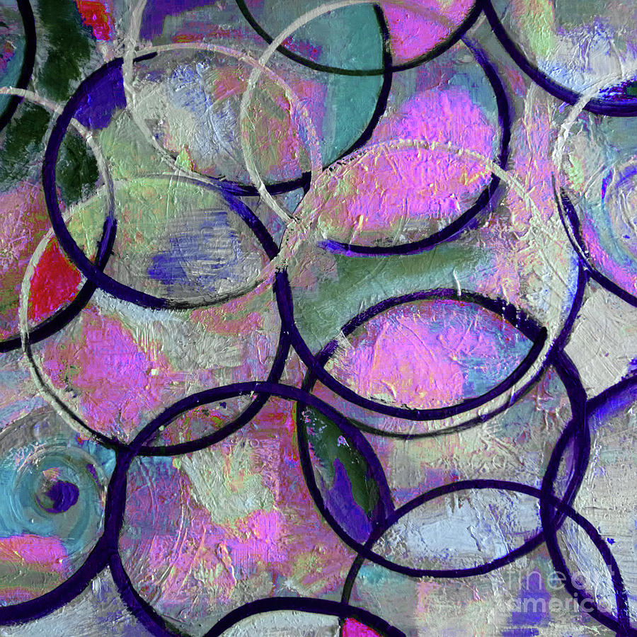 Colorful One Dimensional Circle Abstract Painting Digital Art by Lisa Kaiser