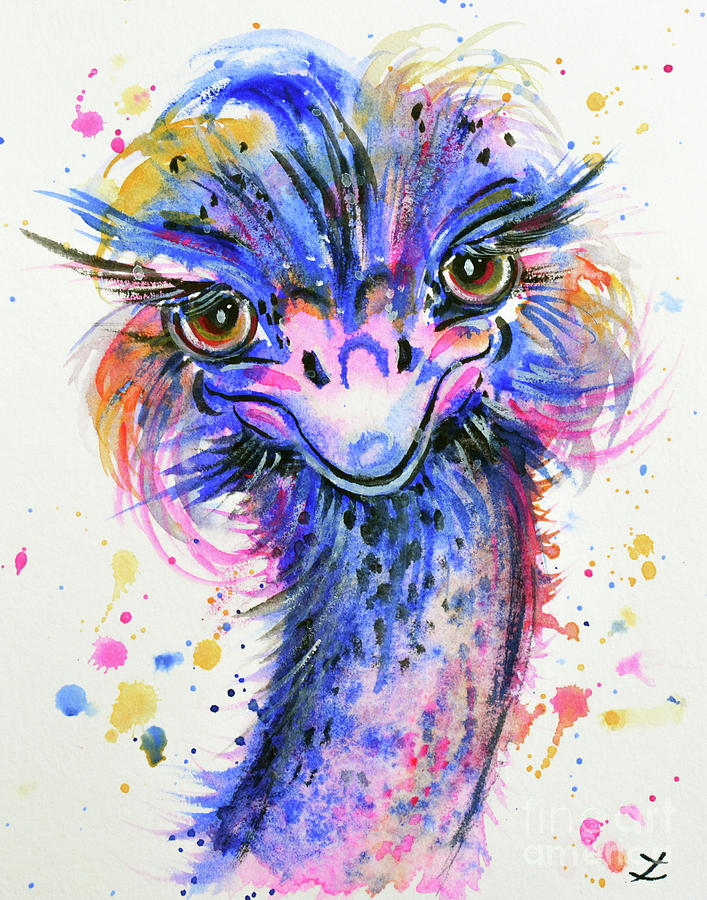 Colorful Ostrich Painting by Zaira Dzhaubaeva
