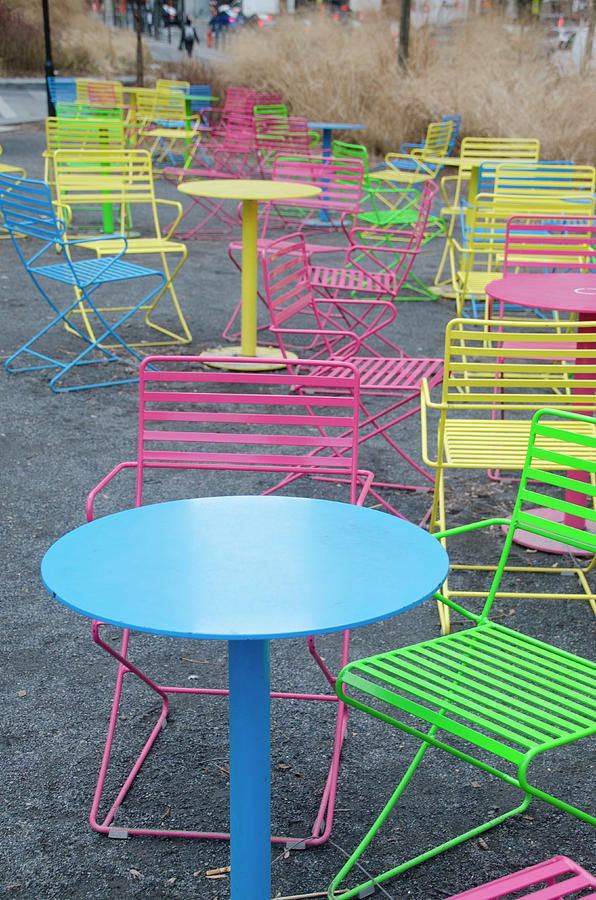 Colorful Outdoor Table and Chairs - Dilworth Plaza Photograph by Bill Cannon