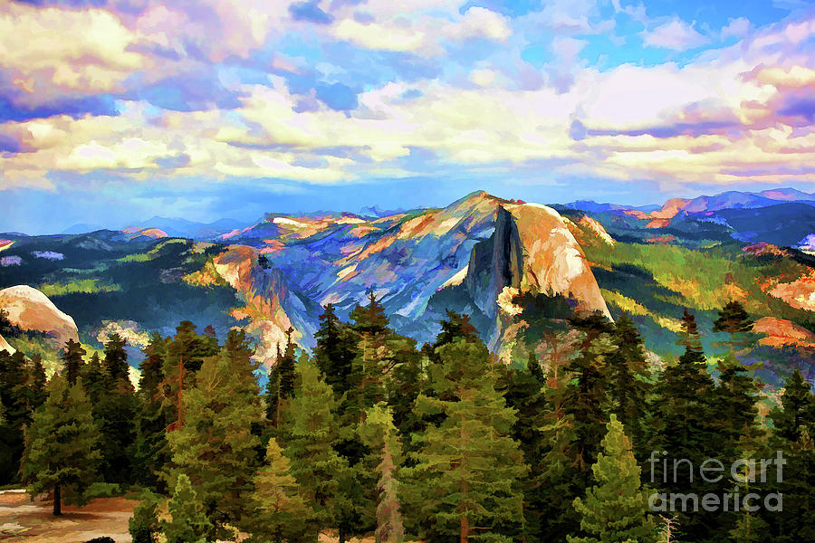 Colorful Paint Yosemite Half Dome  Photograph by Chuck Kuhn