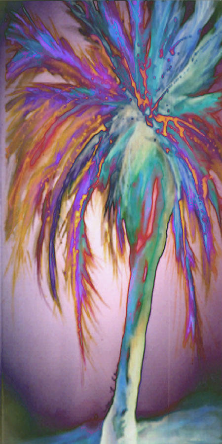 Colorful Palm Painting by Mary Silvia