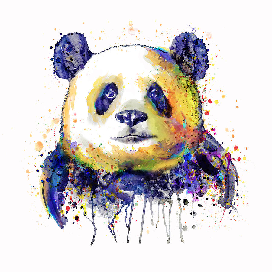 Colorful Panda Head Painting by Marian Voicu