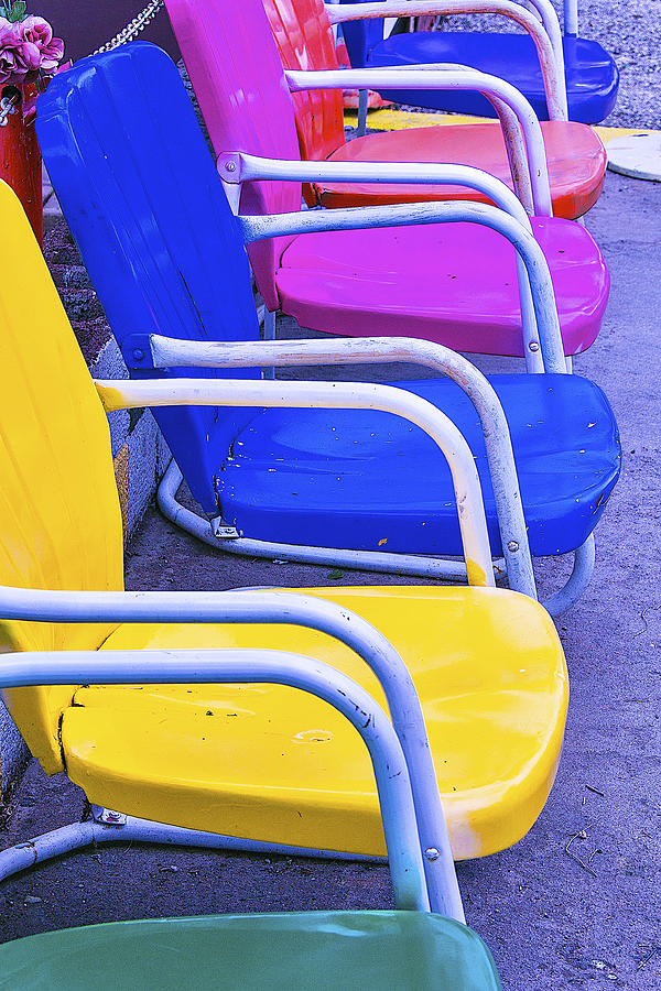Still Life Photograph - Colorful Patio Chairs by Garry Gay
