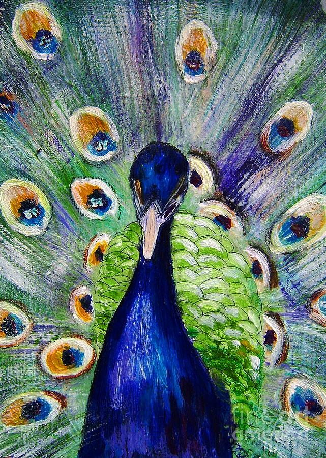 Colorful Peacock Painting by Mary Cahalan Lee - aka PIXI