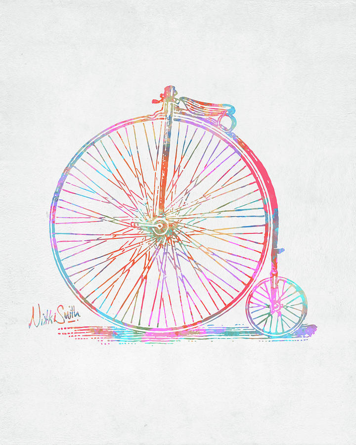 Colorful Penny-farthing 1867 High Wheeler Bicycle Digital Art by Nikki Marie Smith