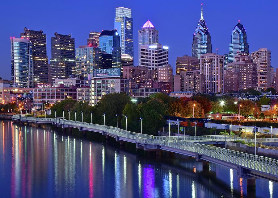 Colorful Philly Night Lights Photograph by Frozen in Time Fine Art Photography