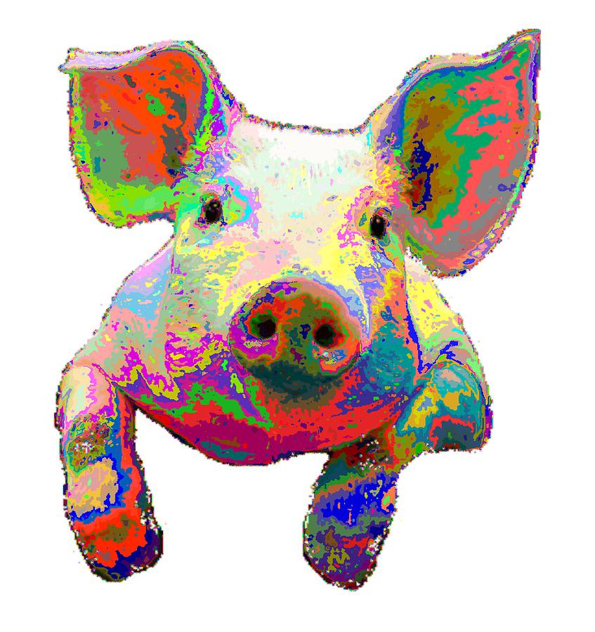 Colorful Pig Painting By Samuel Majcen   Colorful Pig Samuel Majcen 