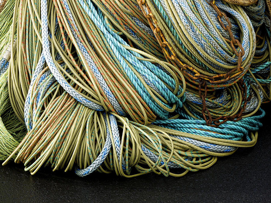 Rope Photograph - Colorful Pile of Fishing Nets and Ropes by Carol Leigh
