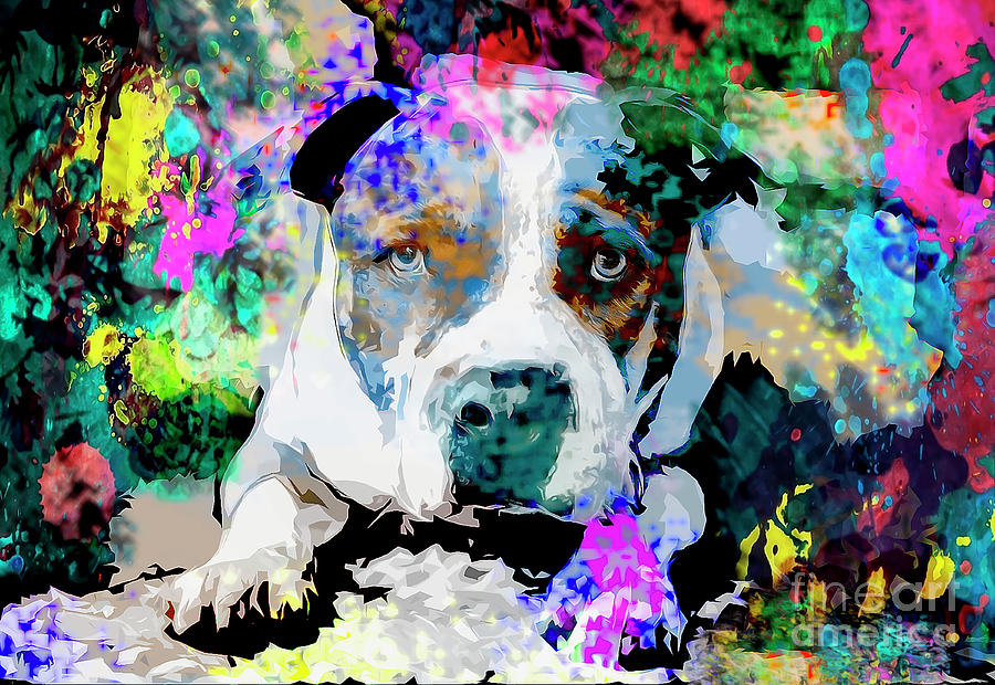 Colorful Pitbull Painting by Jon Neidert