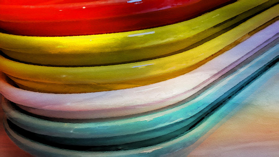 Colorful Plates Painting by Bonnie Bruno