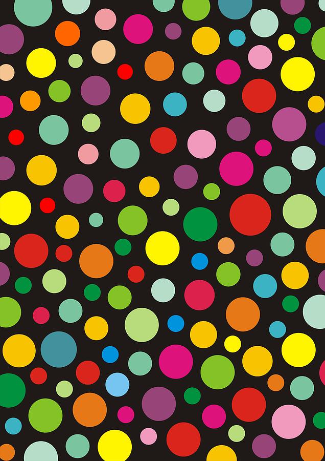 Colorful Polka dots on black Digital Art by Iris Shalev koren - Fine ...