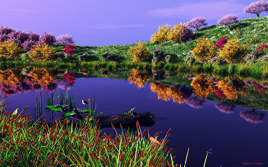 Colorful Pond Digital Art by Walter Colvin