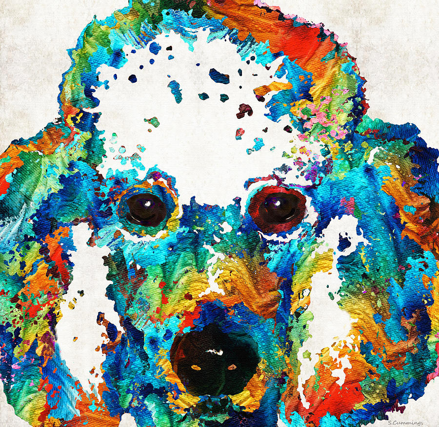 Colorful Poodle Dog Art by Sharon Cummings Painting by Sharon Cummings